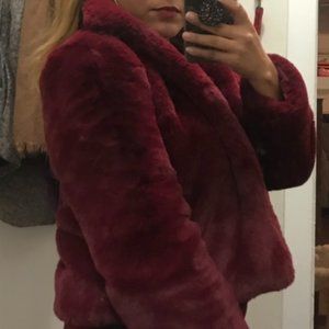 Burgandy Red Faux Fur Coat